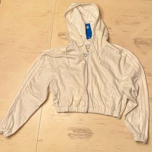 Adidas Cropped Velvet Zip-Up Hoodie